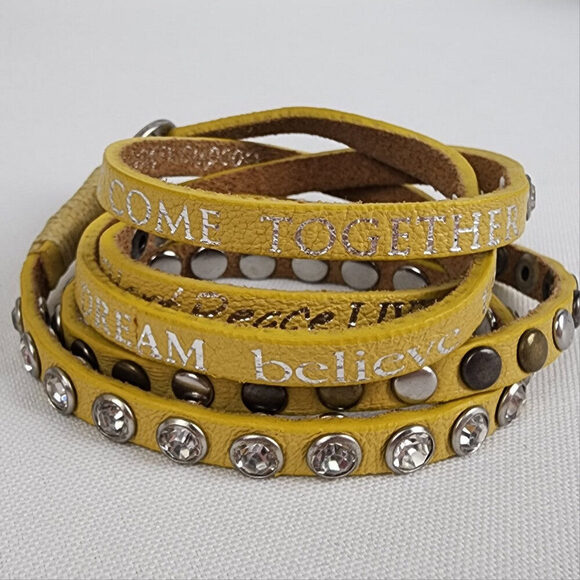 Good Works Yellow Leather Wrap Bracelet - Picture 3 of 5